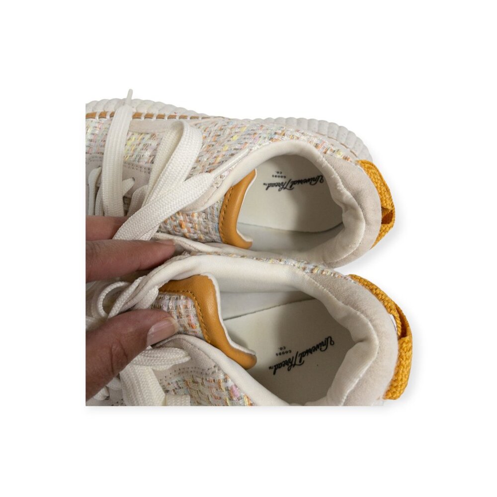 Universal thread Knit Woven Chunky Sneaker Cream and Orange Fashion Shoe SZ 6 - Picture 7 of 12